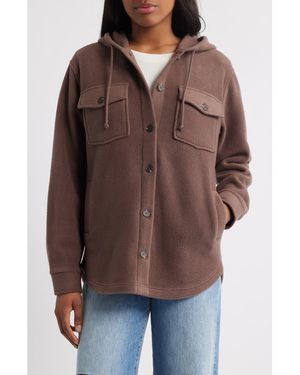 Thread & Supply Hooded Fleece Shacket - Brown