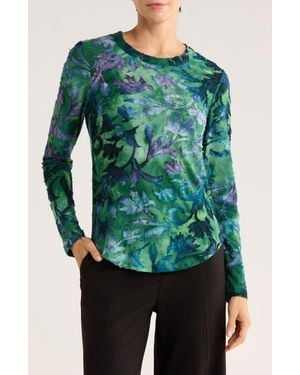 Karen Kane Long Sleeve Burnout Top - Green