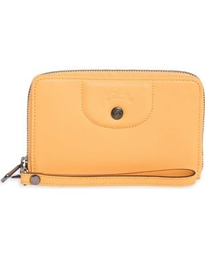 Longchamp Le Pilage Cuir Zip Wristlet Wallet - Orange