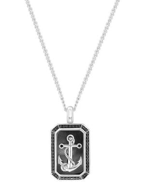 Effy Sterling Hematite & Spinel Anchor Tag Pendant Necklace - White