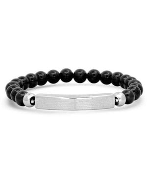 Steeltime Lava Bead & Stainless Steel Stretch Id Bracelet - Black