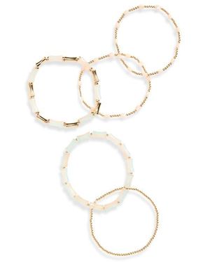 Nordstrom Rack Set Of 5 Beaded Stretch Bracelets - White