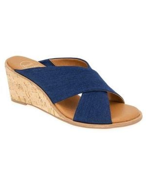 Andre Assous Crisscross Wedge Sandals - Blue