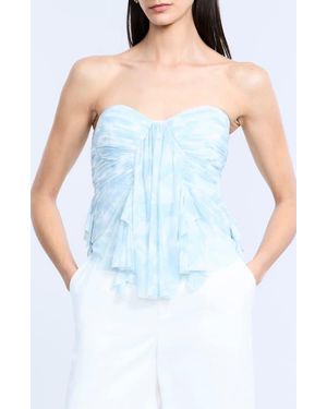 BCBGMAXAZRIA Print Mesh Corset Top - Blue