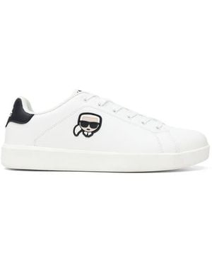 KARL LAGERFELD Claude Lace Up Faux Leather Sneaker - White