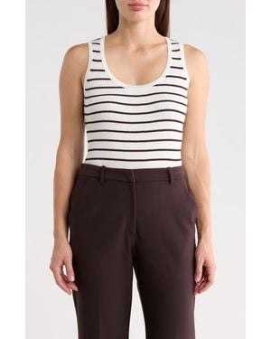 Tahari Stripe Scoop Neck Tank - Gray