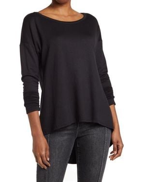 Go Couture Boatneck Hi-Low Tunic Sweater - Black