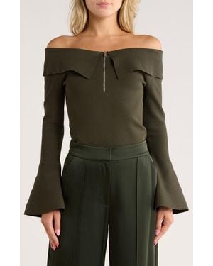 Jonathan Simkhai Rebecka Off The Shoulder Long Sleeve Top - Black