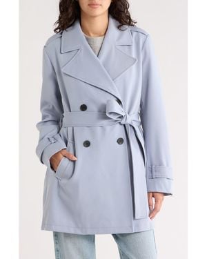 Avec Les Filles Double Breasted Trench Coat - Blue