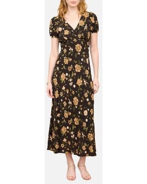Blu Pepper Floral Puff Sleeve Midi Dress - Multicolor