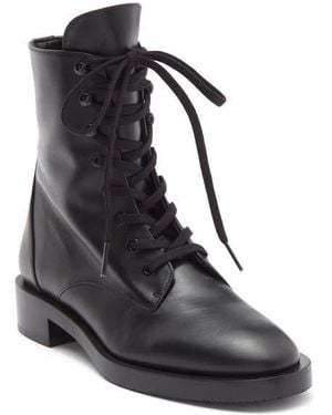 Stuart Weitzman Sondra Lace-Up Combat Boot - Black