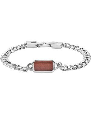 Geoffrey Beene Stainless Steel Semiprecious Stone Curb Chain Bracelet - Red