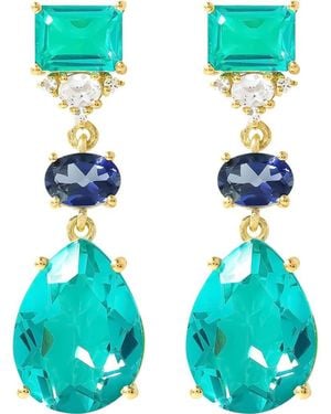 YS GEMS Quartz Drop Earrings - Blue
