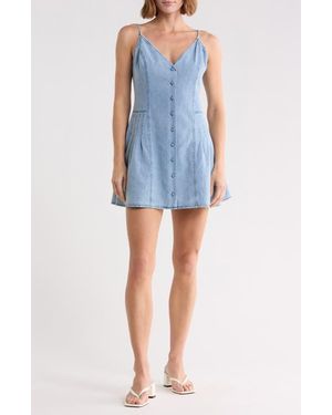 Lush Button Front Minidress - Blue