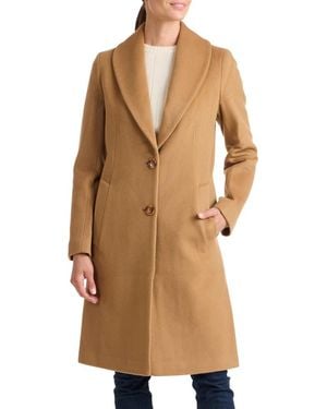 Sofiacashmere Shawl Collar Wool Coat - Brown