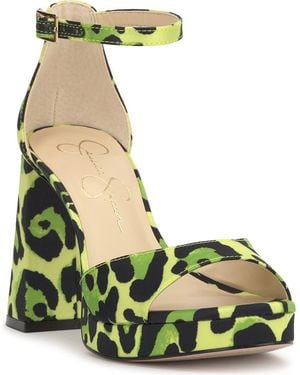 Jessica Simpson Ankle Strap Platform Block Sandals - Green