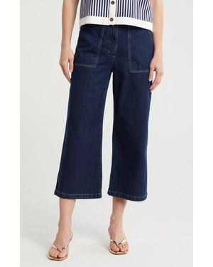 INDUSTRY REPUBLIC CLOTHING Utility Pocket Crop Wide Leg Pants - Blue
