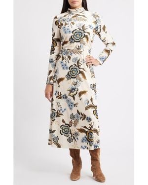 Julia Jordan Floral Long Sleeve Velvet Dress - Multicolor