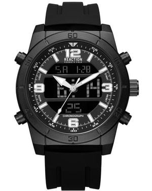 Kenneth Cole Ana-Digi Silicone Strap Watch, 48Mm - Black