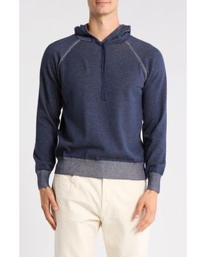 Bugatchi Raglan Sleeve Cotton Hoodie - Blue