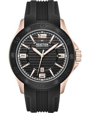 Kenneth Cole Three Hand Quartz Silicone Strap Watch, 43Mm - Black