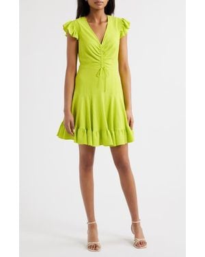 Eliza J Center Ruched A-Line Dress - Yellow