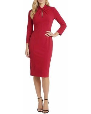 Maggy London Scuba Crepe Long Sleeve Sheath Dress - Red