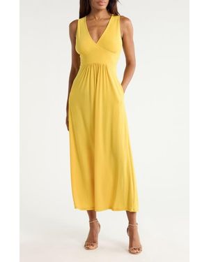 WEST K Sleeveless V-Neck Midi Dress - Yellow