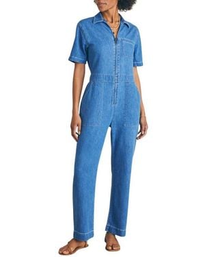 Faherty Organic Cotton Blend Denim Jumpsuit - Blue