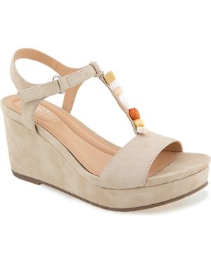 Kenneth Cole Cabo T-Strap Wedge Platform Sandal - Metallic
