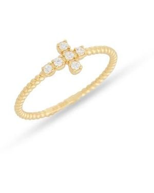 Argento Vivo Cubic Zirconia Sideways Cross Ring - White