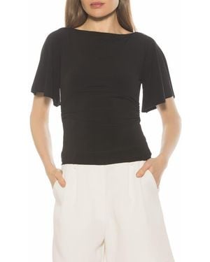 Alexia Admor Jan Boat Neck Short Sleeve Ruched Top - Black
