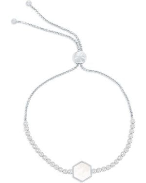 Simona Hexagon Mother-Of-Pearl & Cubic Zirconia Slider Bracelet - White