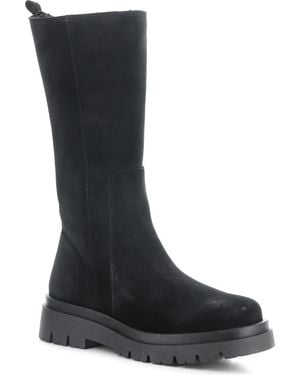 Bos. & Co. Suede Wool-Lined Platform Boots - Black