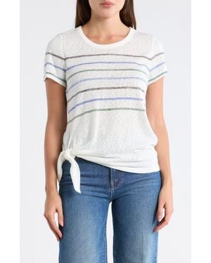 Bobeau Stripe Side Tie T-Shirt - White