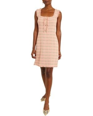 Misook Fringed Sleeveless A-Line Dress - Natural