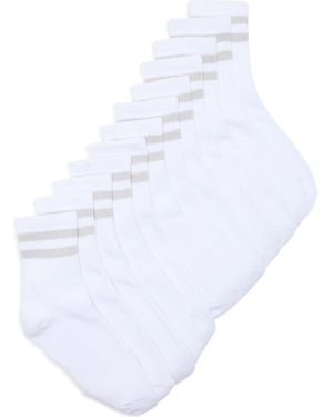 90 Degrees 6-Pack Stripe Half Crew Socks - White