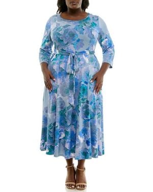Nina Leonard Sylvia Maxi Dress - Blue