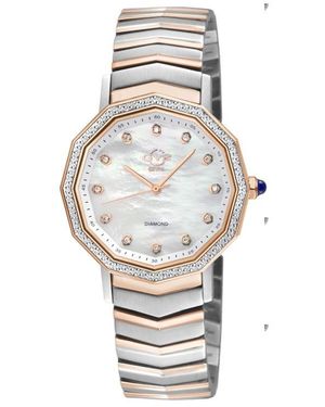Gevril Spello Ii Mother-Of-Pearl & Diamond Bracelet Watch, 36Mm - Gray