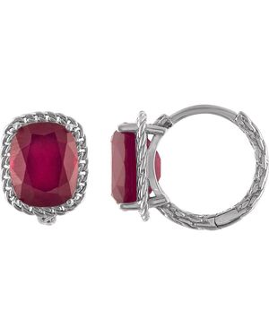 FZN Sterling Genuine Gemstone Wheat Huggie Earrings - Pink