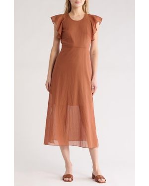 Theory Ruffle Sleeve Midi Dress - Multicolor