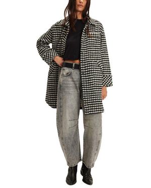 Free People We The Free Get Around Houndstooth Long Shirt Jacket - Black