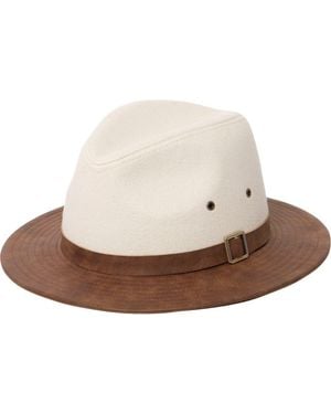 San Diego Hat Faux Leather Brim Fedora - Brown