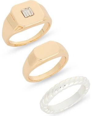 Leith Set Of 3 Assorted Rings - Metallic