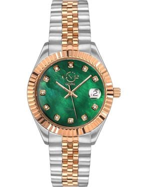 Gevril Two-Tone Diamond Bracelet Swiss Watch - Green