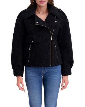 Kensie Bouclé Moto Jacket - Black