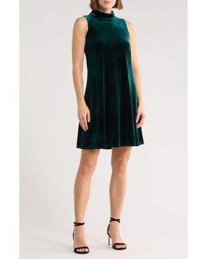 Halogen® Velour A-Line Midi Dress - Black