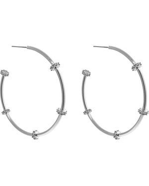 Liza Schwartz Stella 18K Plated Cz Station Hoop Earrings - Metallic