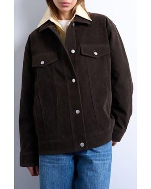 TOPSHOP Western Faux Suede Jacket - Black