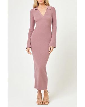 LSPACE San Clemente Long Sleeve Cover-Up Maxi Dress - Pink